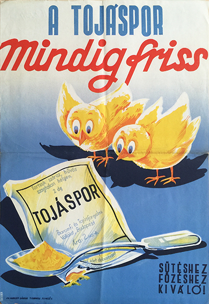 egg powder communist hungarian vintage poster