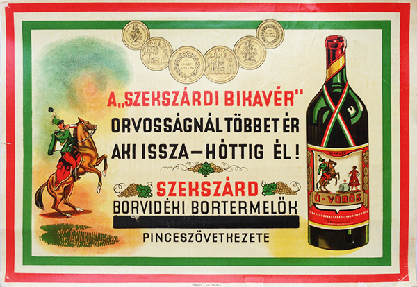 Red wine from szeksz%c3%a1rd vintage poster