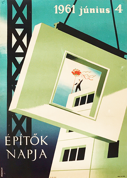 builders day 1960 hungarian propaganda poster