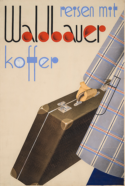 Pal Vince - Travel with Waldbauer suitcase koffer 1930 Hungarian Modernist poster original artwork