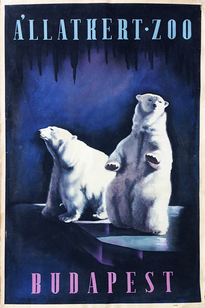 Bato Budapest Zoo art deco artwork poster maquette Hungarian 1930s