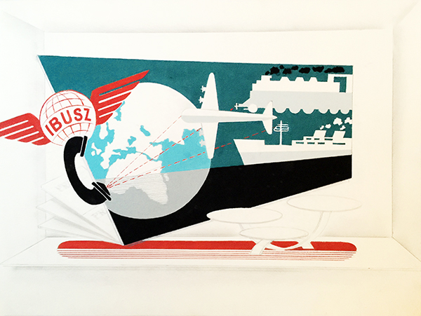 Rottler Hungarian art deco 1940s-1950s ibusz store window concept design