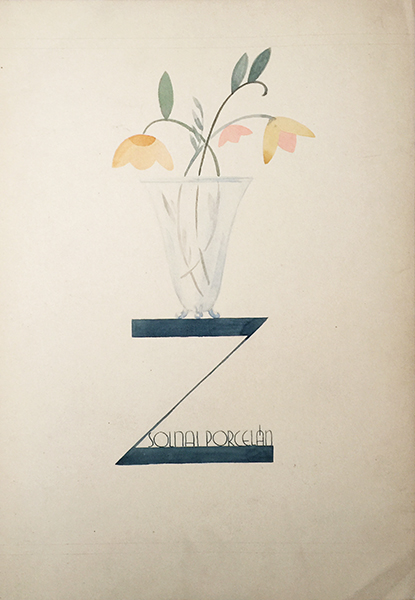 Art deco zsolnay porcelain advertising design