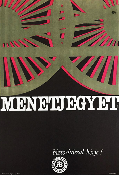 Vajda lajos buy your ticket with an insurance!1960s original hungarian commercial poster