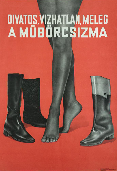Faux leather shoes 1967 original hungarian fashion poster
