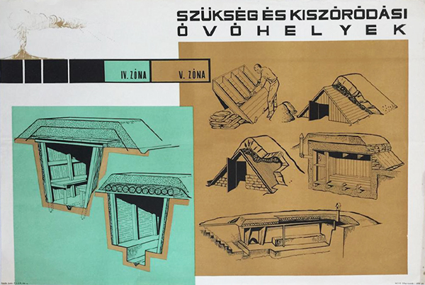 Fallout shelters and bomb shelters 1966 original hungarian poster