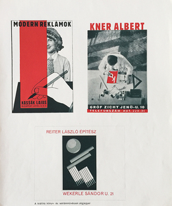Lajos Kassak, Albert Kner, Laszlo Reiter business card designs