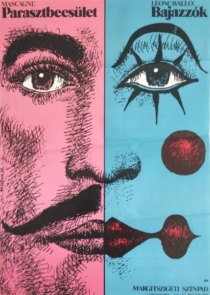 Gyorgy Kemeny - Mascagni Cavalleria Rusticana Leoncavallo Pagliacci opera 1977 Hungarian vintage poster
