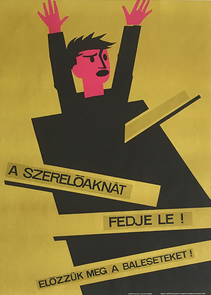 Szi cover the inspection pits 1966 original hungarian vintage workers' safety propaganda poster