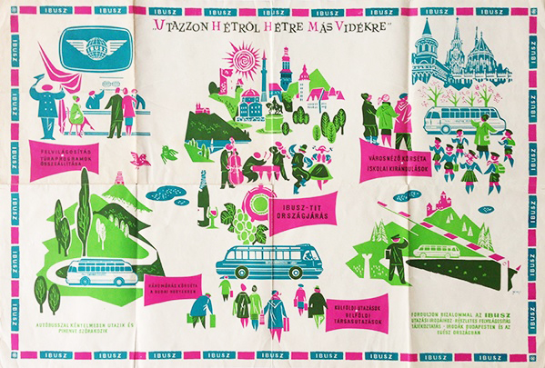 Different Countries Week by Week. Ibusz vintage poster