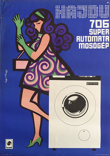 lengyel hajdu washing machine vintage hungarian poster