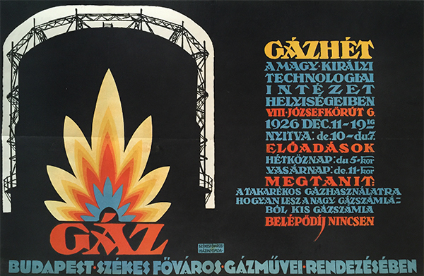 gas week 1926 vintage art deco hungarian poster