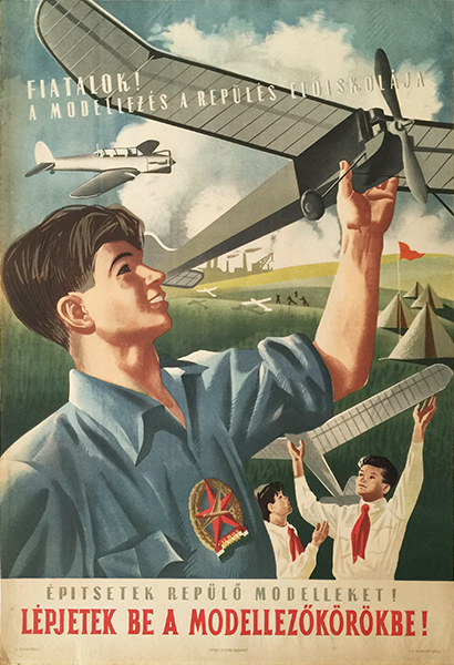 aviation socialist communist hungarian propaganda poster 1951