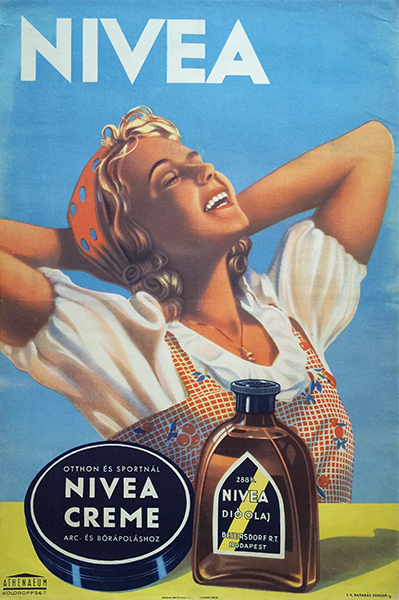 Nivea cream and walnut oil 1949  Hungarian poster