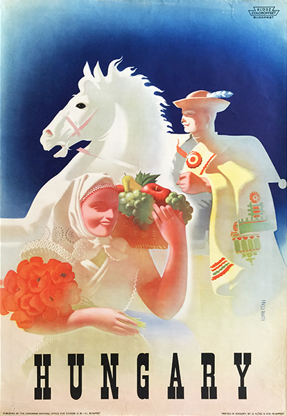 Gyorgy Konecsni - Hungary 1939 Hungarian Art Deco travel poster