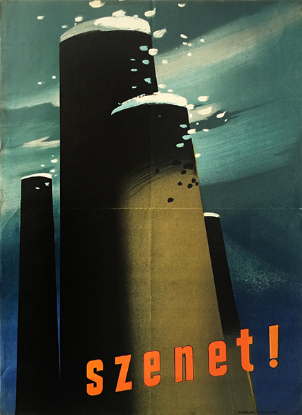 Give us coal 1956 Hungarian propaganda vintage poster