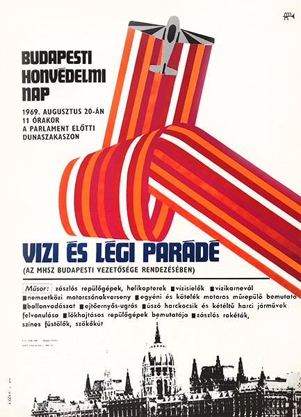 Budapest Defence Day water and air parade vintage poster
