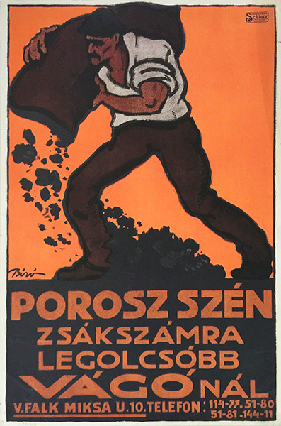Biro prussian coal vintage poster hungarian 1912