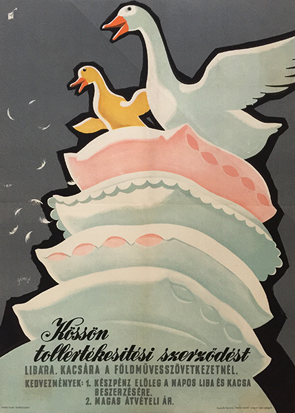 Gonczi Gebhardt goose duck feather hungarian vintage poster