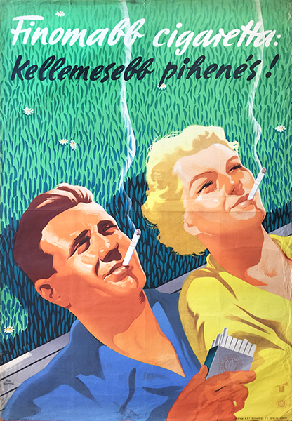 Fejes Macskassy Tastier Cigarettes Hungarian poster 1950