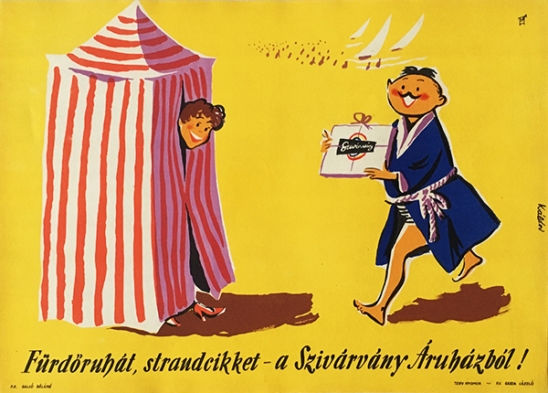 Swimsuits and beach accessories from the Rainbow Department Store