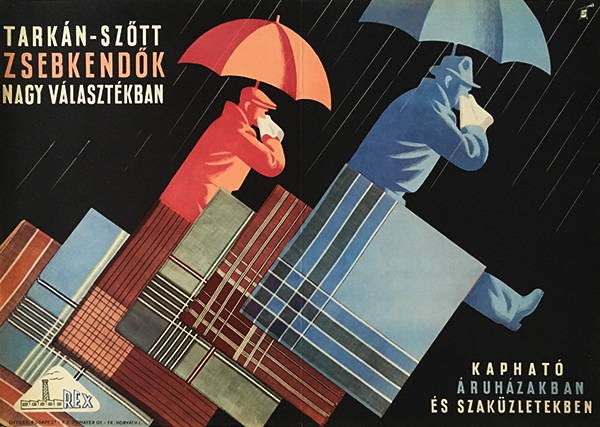 Tibor Gonczi Gebhardt - Colorful woven handkerchiefs 1955 Hungarian advertising poster
