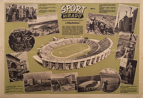 People's Stadium - Sports News 1953 Hungarian sport poster