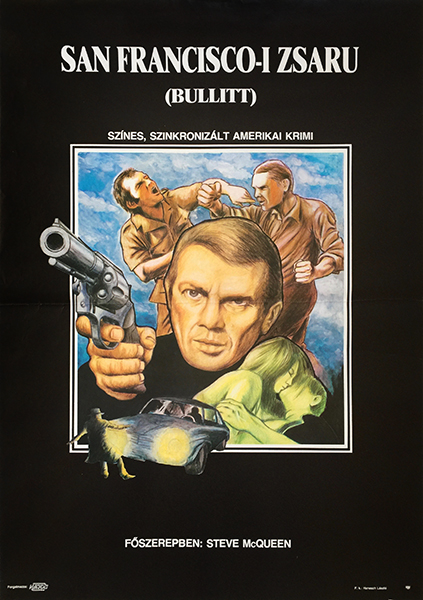 Bullitt Steve McQueen 1989 first release hungarian movie poster