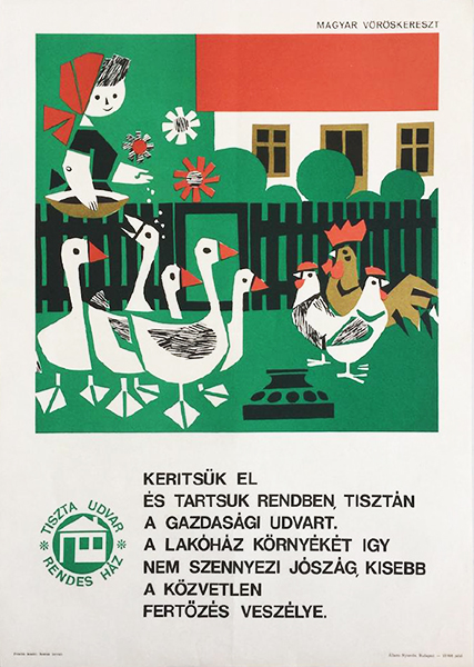 Vajda Lajos - Cordon off and keep the farmyard clean 1965 original Hungarian propaganda poster