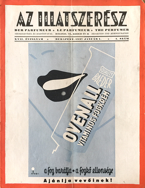 Istvan Irsai Stephen Pesach Ir-Shay - Az Illatszeresz The Perfumer Baede Ovenall toothpaste 1937 Hungarian journal