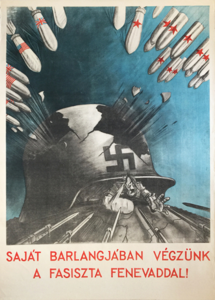 Sandor Ek - We will finish the fascist beast in its own cave 1945 Soviet Red Army Communist WWII war propaganda poster