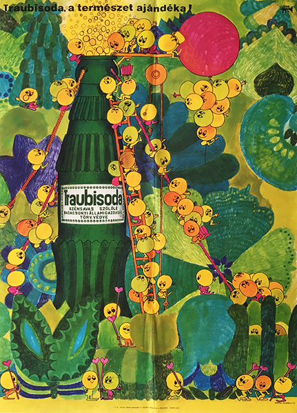 Vertel, Beatrix - Traubisoda - nature's gift! 1974 original vintage Hungarian commercial poster