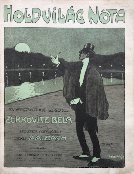 Geza Farago - Moonlight song 1908 Hungarian sheet music cover Art Nouveau Zerkovitz Bela