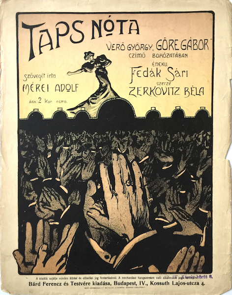 Clap Song Sari Fedak Zerkovitz 1907 vintage Hungarian Art Nouveau sheet music cover