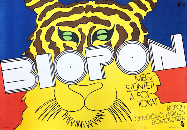 Gyorgy Kemeny - Biopon washing powder 1969 vintage Hungarian Pop Art advertising poster Tiger