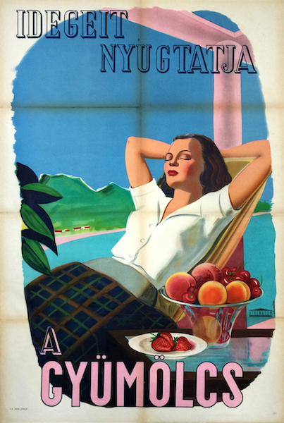 Voczkondy - Fruit soothes your nerves 1940 vintage Hungarian poster