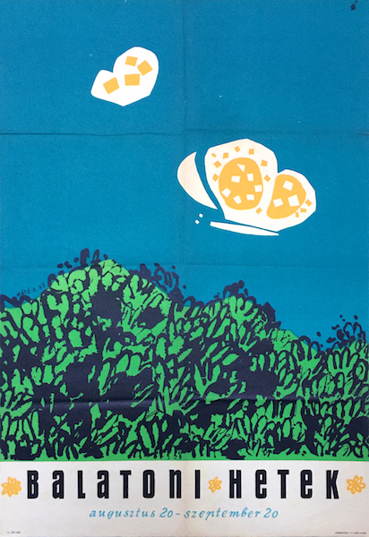 Andras Mate - Lake Balaton weeks August 20 - September 20 vintage 1958 Hungarian travel poster