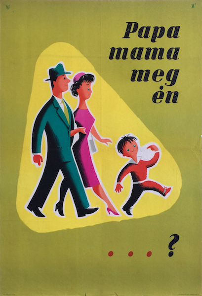 Gyula Macskassy - Dad, mom and me...? National Department Store 1960 vintage Hungarian advertising poster