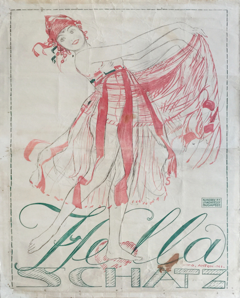 Otto Antonini - Hella Schatz dancer 1920 Hungarian vintage Art Deco poster Croatian