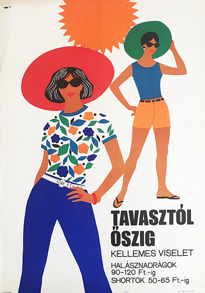 Magda Vorosmarty - Capri pants and shorts 1967 Hungarian vintage advertising poster.jpg