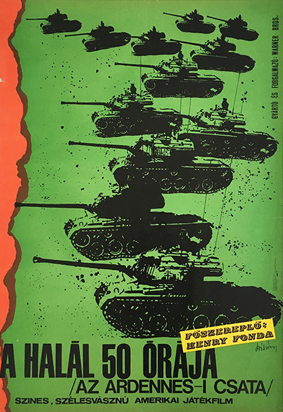 Nandor Szilvasy - Battle of the Bulge 1968 Hungarian vintage movie poster WW2 US tank war film