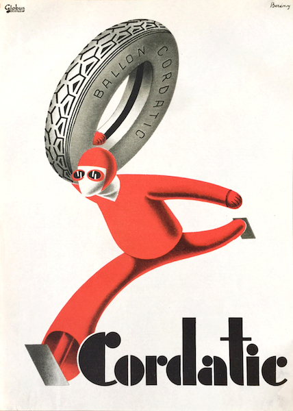 Robert Bereny - Cordatic tires 1927 vintage Hungarian Modernist advertising Avant-garde tram poster