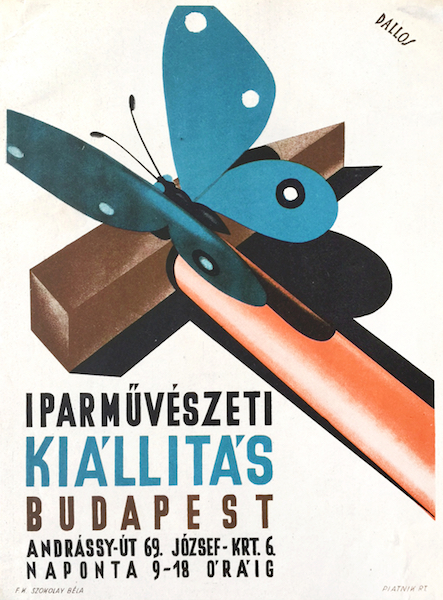 Hanna Dallos - Applied Art Exhibition in Budapest 1931 vintage Hungarian Modernist advertising Avant-garde tram poster
