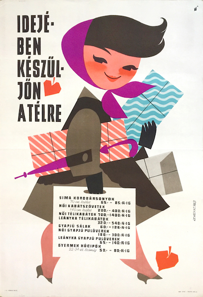 Sandor Lengyel - Prepare for spring in time - Buy new clothes 1963 vintage Hungarian fashion advertising poster