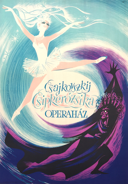 Istvan Kopeczi Bocz - Tchaikovsky Sleeping Beauty Budapest Opera House 1967 vintage Hungarian theatre poster
