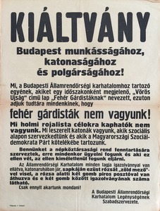 Proclamation for the people of Budapest - White Guards