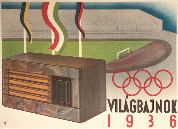 Istvan Irsai - World Champion radio 1936 Olypmics vintage Hungarian modernist advertising poster