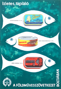 Tasty and nutritious sardines and fish in tomato sauce at the cooperative store