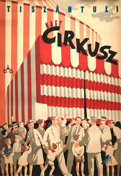 Grand Circus of Tiszantul 1953 vintage Hungarian poster