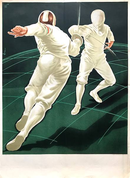 Denes Vincze - Fencing Championship 1955 vintage Hungarian sport poster